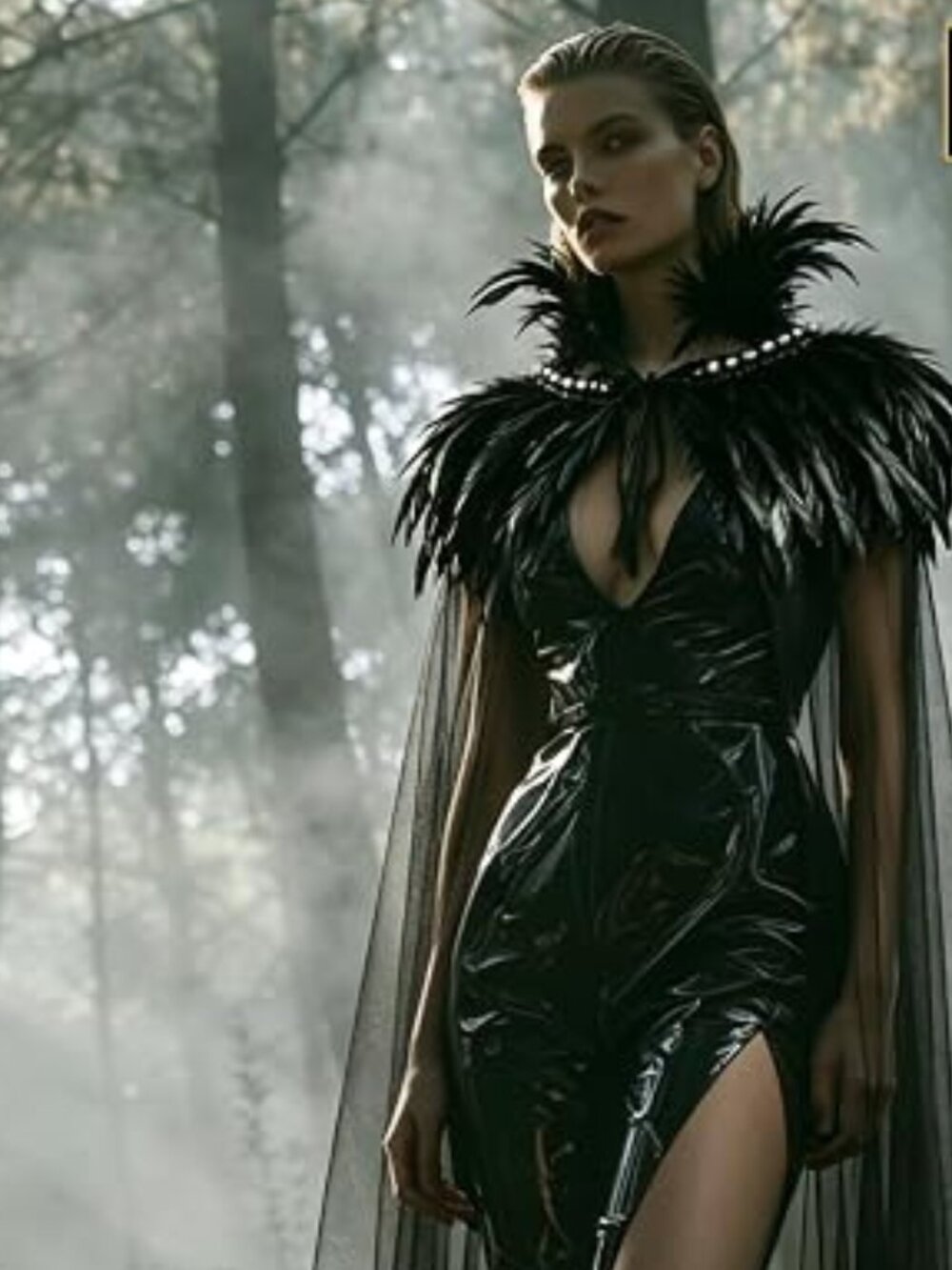 Witch Cape Feather Shawl Collar